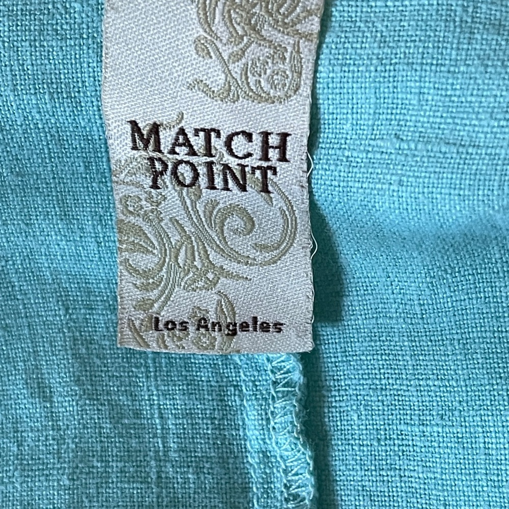 Match Point Teal 100% Linen Pantsuit Tunic Relaxed Fit Resort Lagenlook Club XL - Picture 12 of 12